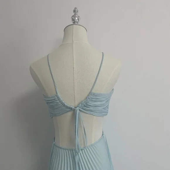 A.L.C. Moira Matte Pleated Dress in Light Blue -  threedaughtersproperties.com